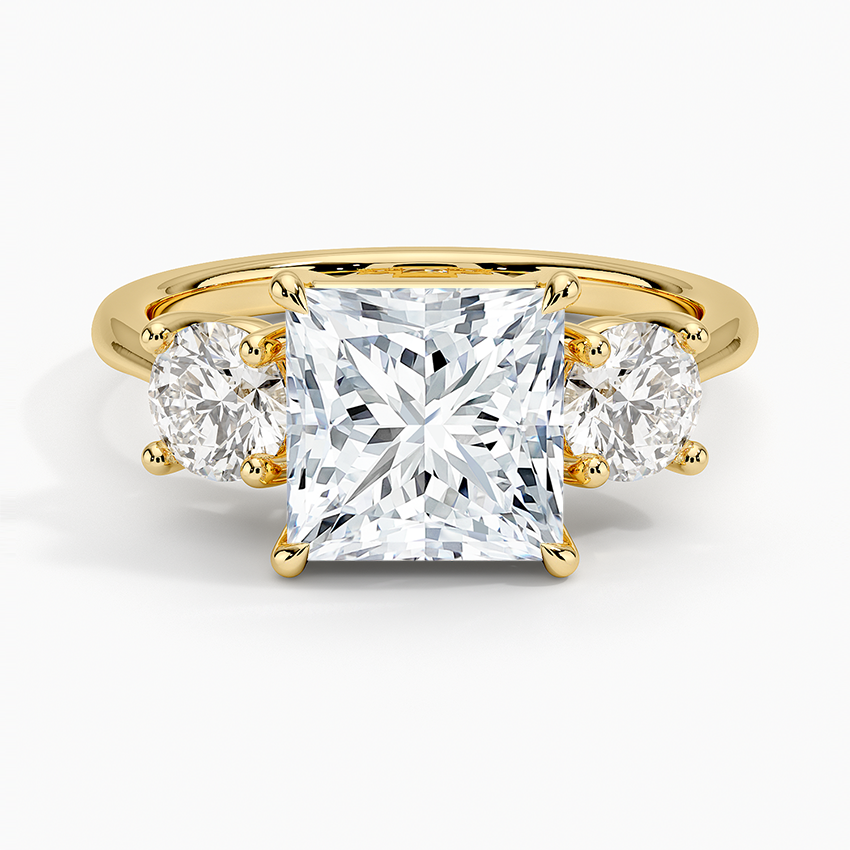 Luxe Selene Three Stone Diamond Ring (2/3 ct. tw.) - Princess Cut Center Stone