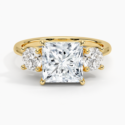 Luxe Selene Three Stone Diamond Ring (2/3 ct. tw.) - Princess Cut Center Stone