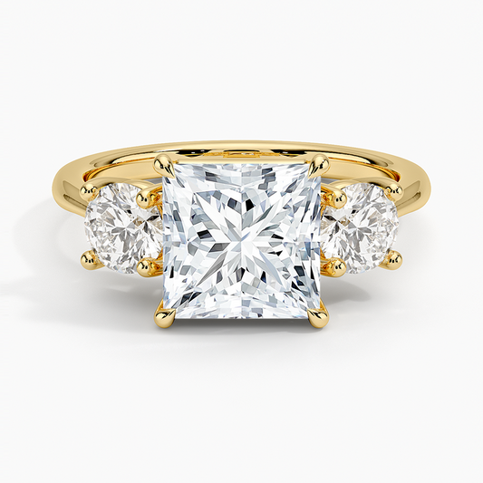 Luxe Selene Three Stone Diamond Ring (2/3 ct. tw.) - Princess Cut Center Stone