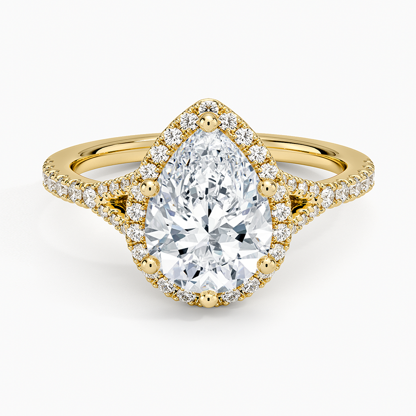 Joy Half Coverage Diamond Ring - Pear Cut Center Stone
