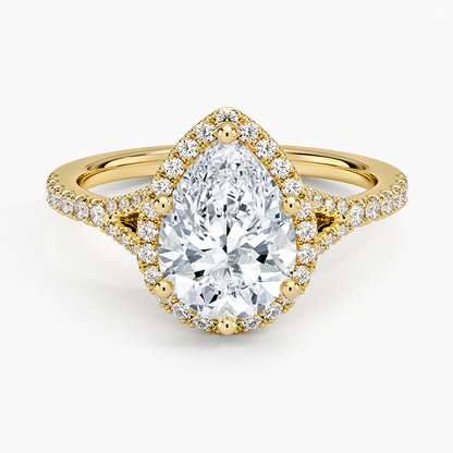 Joy Half Coverage Diamond Ring - Pear Cut Center Stone