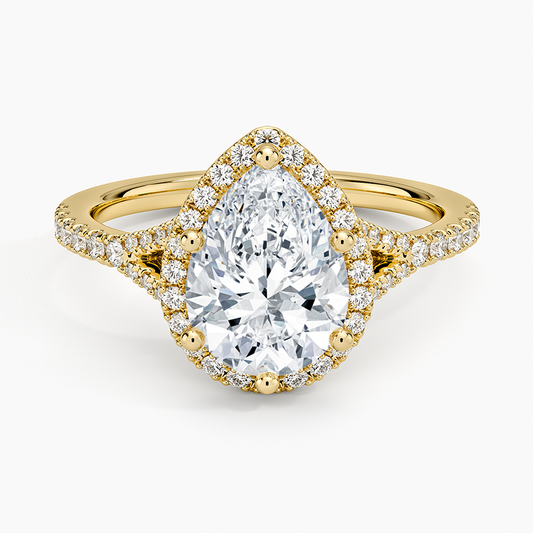 Joy Half Coverage Diamond Ring - Pear Cut Center Stone