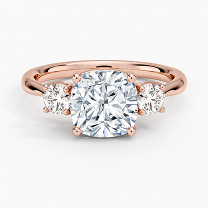 Selene Three Stone Diamond Ring (1/3 ct. tw.) - Cushion Cut Center Stone