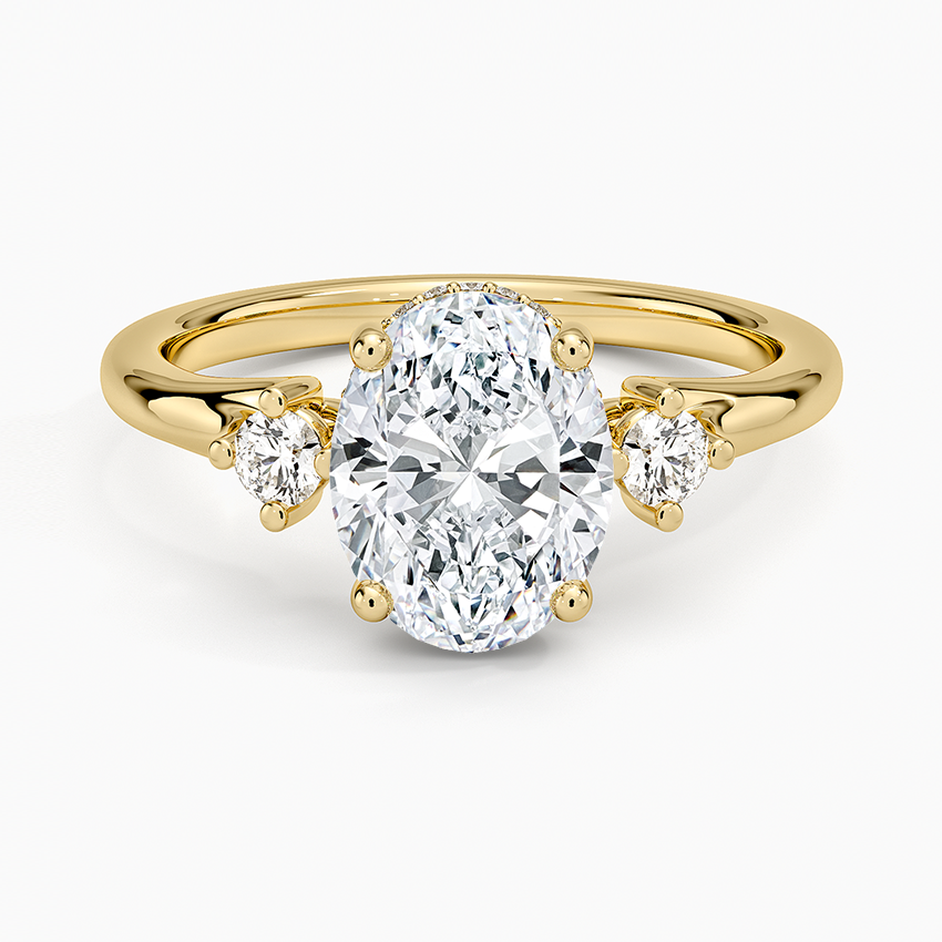 Floating Three Stone Diamond Ring - Oval Center Stone