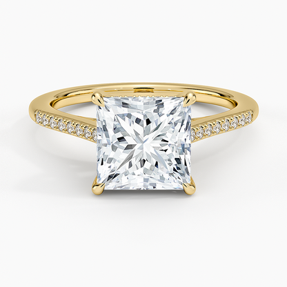Lissome Half Coverage Diamond Ring - Princess Cut Center Stone