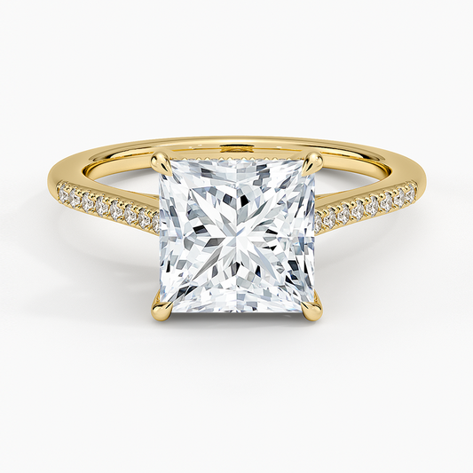 Lissome Half Coverage Diamond Ring - Princess Cut Center Stone