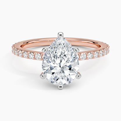 Petite Shared Prong Three-Quarter Coverage Diamond Ring (1/3 ct. tw.) - Pear Center Stone