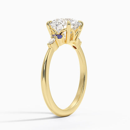 Nadia Sapphire and Diamond Ring - Round Cut Center Stone