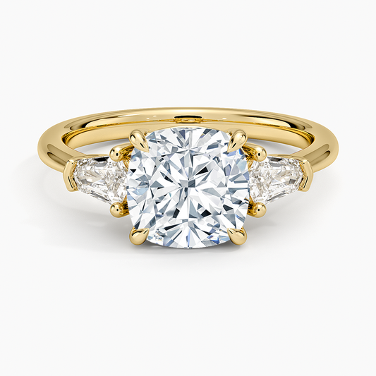 Shield Cut Three Stone Diamond Ring (1/4 ct. tw.) - Cushion Cut Center Stone