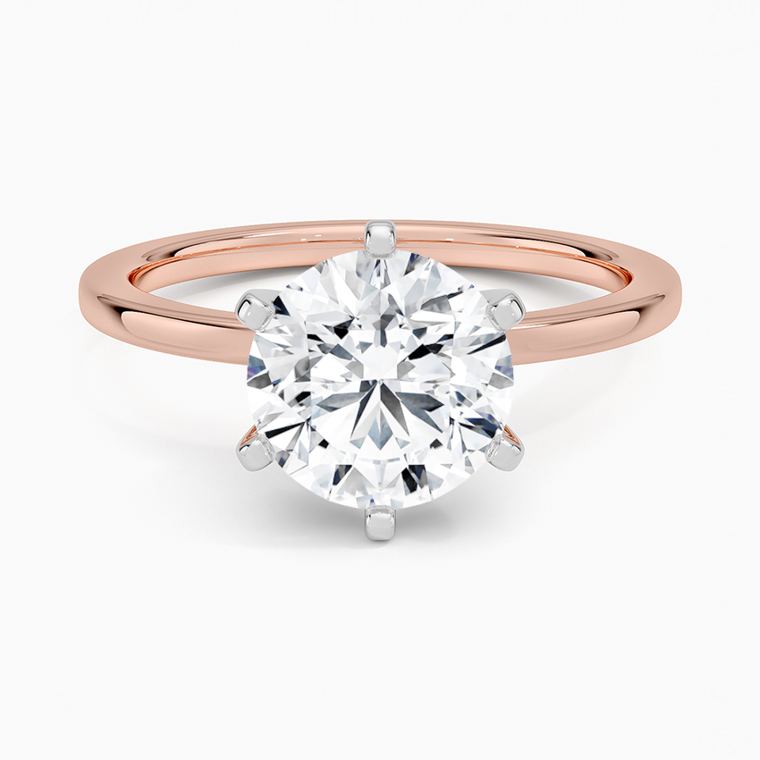 Six-Prong Petite Comfort Fit 1.5mm Solitaire Ring - Round Center Stone