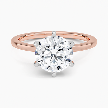 Six-Prong Petite Comfort Fit 1.5mm Solitaire Ring - Round Center Stone