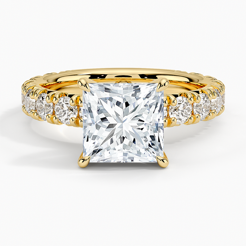 Ellora Three-Quarter Coverage Diamond Ring - Princess Cut Center Stone