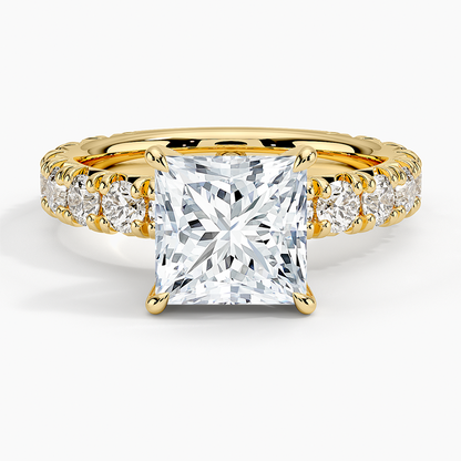 Ellora Three-Quarter Coverage Diamond Ring - Princess Cut Center Stone