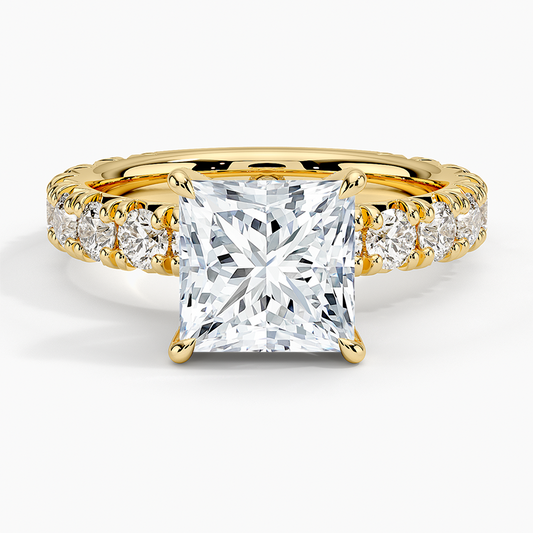 Ellora Three-Quarter Coverage Diamond Ring - Princess Cut Center Stone