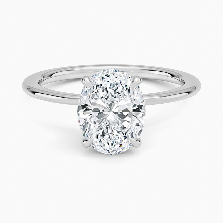 Petite Secret Halo Diamond Ring - Oval Center Stone
