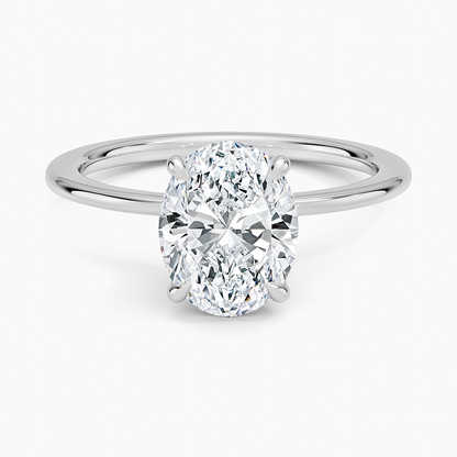 Petite Secret Halo Diamond Ring - Oval Center Stone