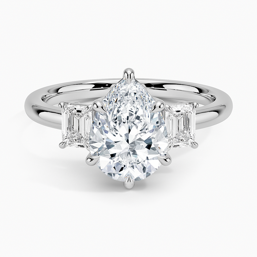 Rhiannon Emerald Cut Three Stone Diamond Ring (1/2 ct. tw.) - Pear Center Stone
