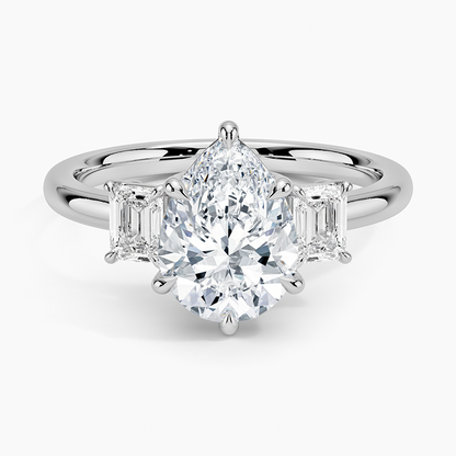 Rhiannon Emerald Cut Three Stone Diamond Ring (1/2 ct. tw.) - Pear Center Stone