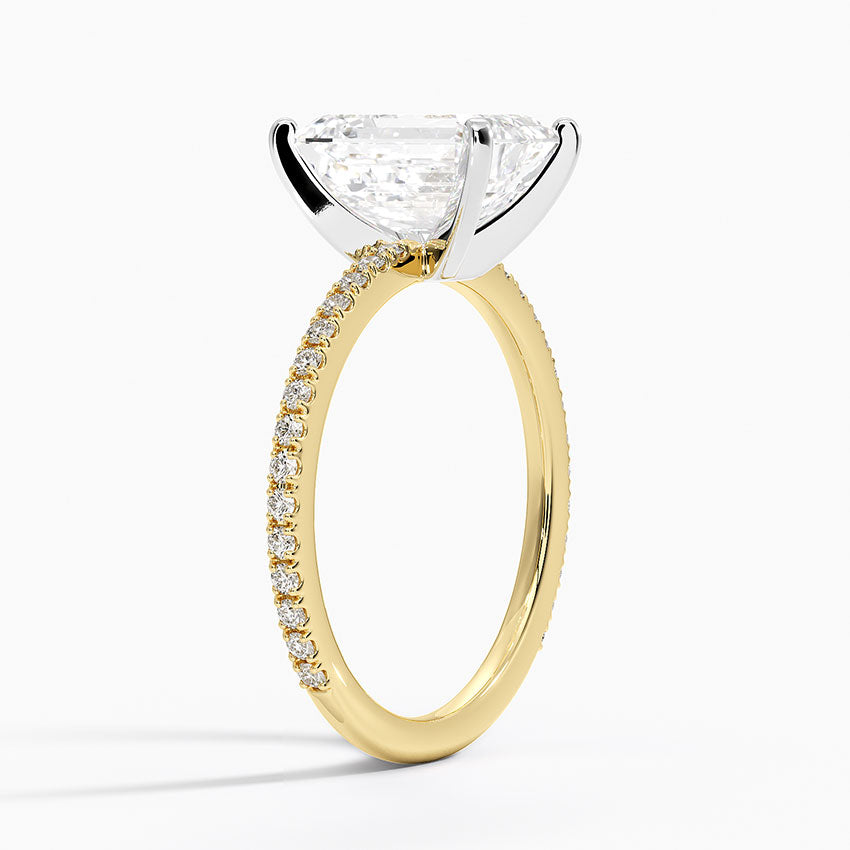 Ballad Three-Quarter Coverage Diamond Ring (1/4 ct. tw.) - Emerald Cut Center Stone