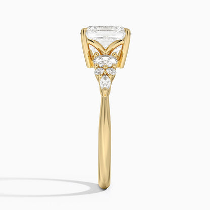 Nadia Three Stone Diamond Ring - Asscher Cut Center Stone