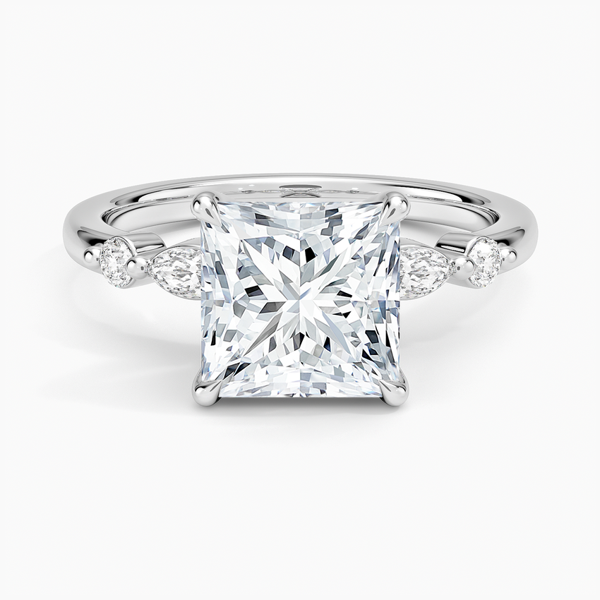 Versailles One-Quarter Coverage Diamond Ring - Princess Cut Center Stone