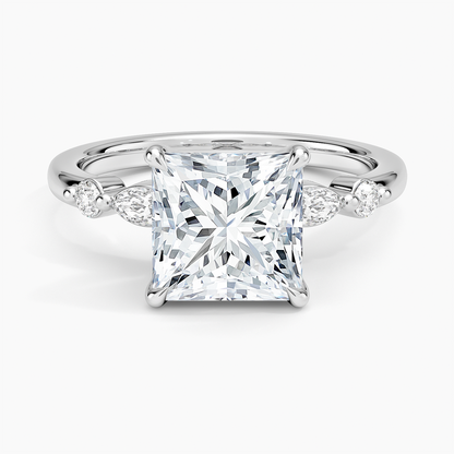 Versailles One-Quarter Coverage Diamond Ring - Princess Cut Center Stone