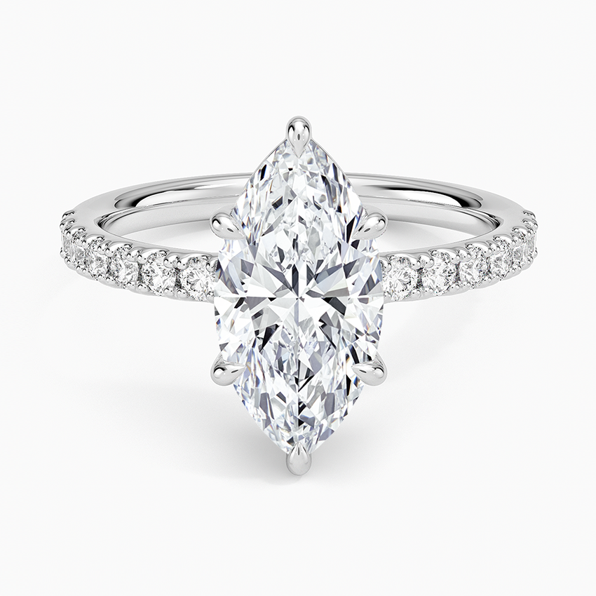 Dara Low-Profile Diamond Ring - Marquise Center Stone