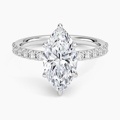 Dara Low-Profile Diamond Ring - Marquise Center Stone