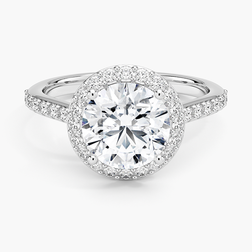 Halo Diamond Ring with Side Stones (1/3 ct. tw.) - Round Center Stone