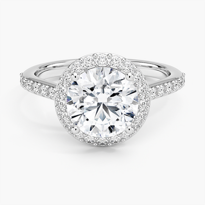 Halo Diamond Ring with Side Stones (1/3 ct. tw.) - Round Center Stone