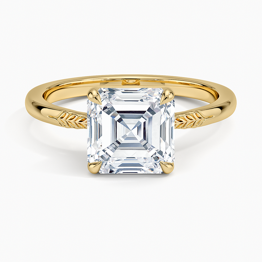 Laurel Engraved Ring - Asscher Cut Center Stone