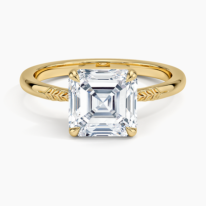 Laurel Engraved Ring - Asscher Cut Center Stone