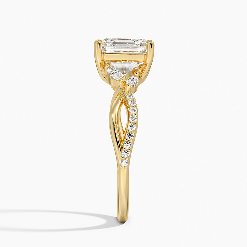 Petite Twisted Willow Diamond Ring - Asscher Cut Center Stone