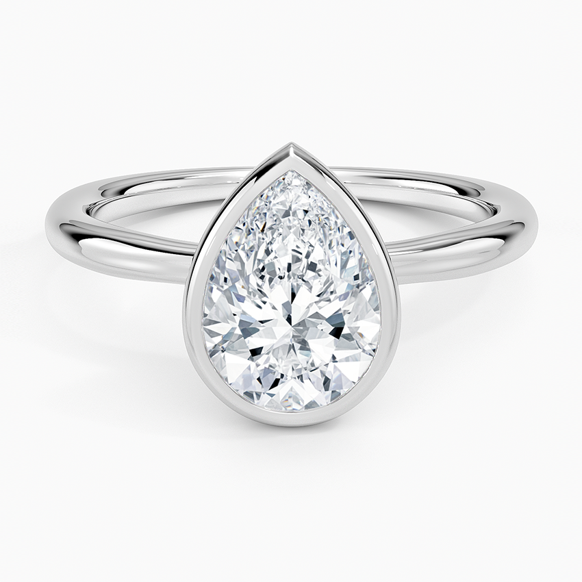 Freesia Bezel Solitaire Ring - Pear Center Stone