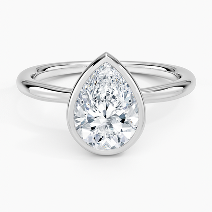 Freesia Bezel Solitaire Ring - Pear Center Stone