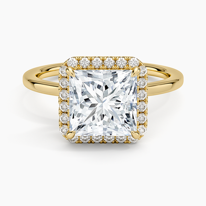 Vienna Halo Diamond Ring - Princess Cut Center Stone