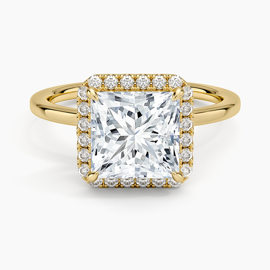 Vienna Halo Diamond Ring - Princess Cut Center Stone