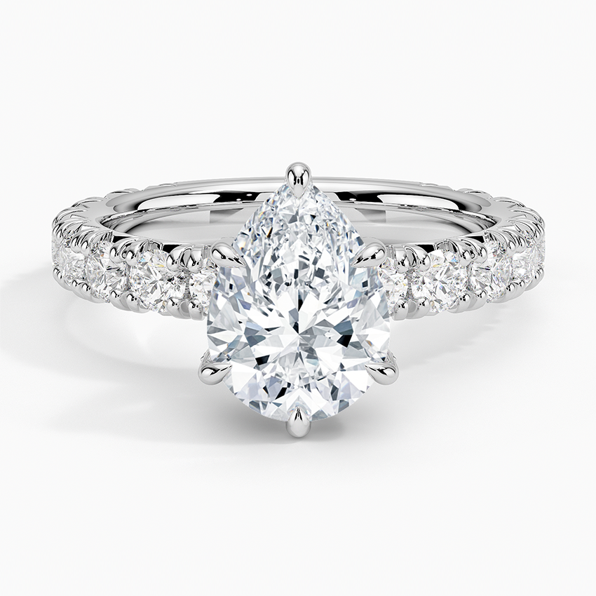 Ellora Three-Quarter Coverage Diamond Ring - Pear Center Stone