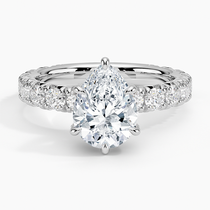 Ellora Three-Quarter Coverage Diamond Ring - Pear Center Stone