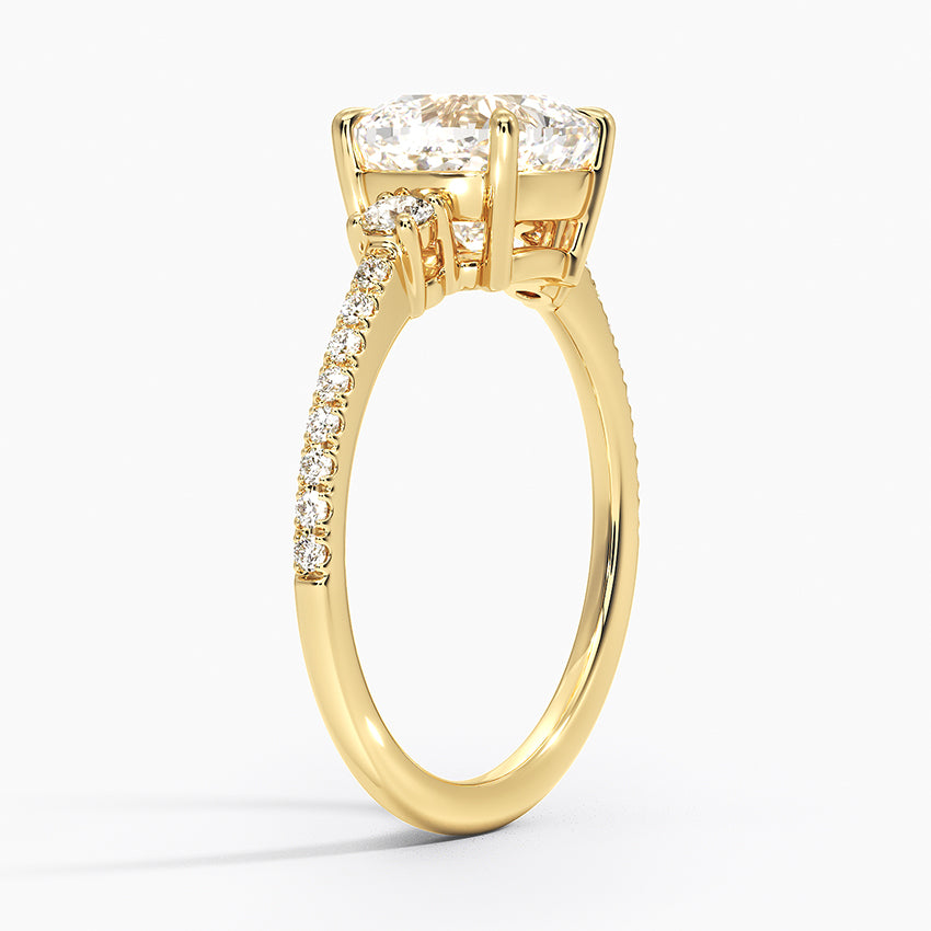 Lyra Three Stone Diamond Ring (1/4 ct. tw.) - Cushion Cut Center Stone