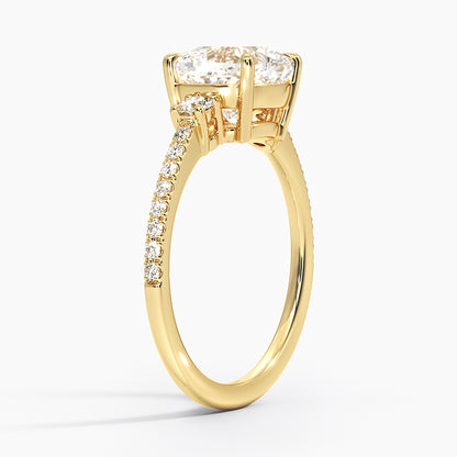 Lyra Three Stone Diamond Ring (1/4 ct. tw.) - Cushion Cut Center Stone