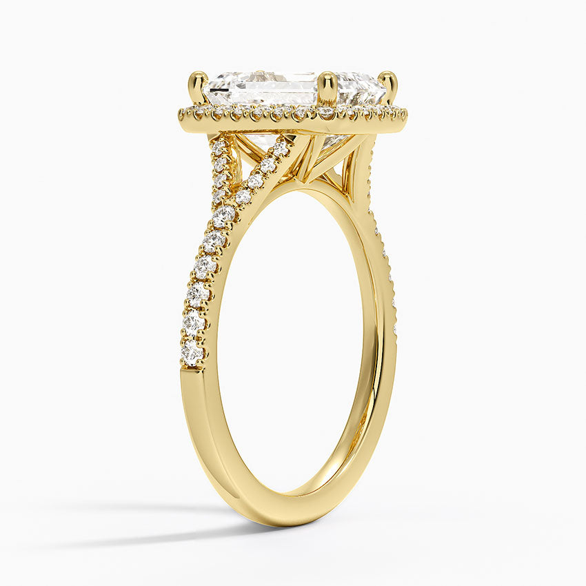Joy Half Coverage Diamond Ring - Emerald Cut Center Stone