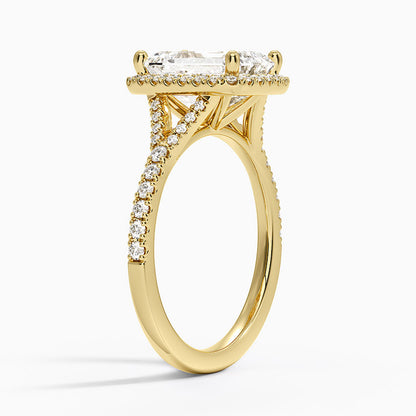 Joy Half Coverage Diamond Ring - Emerald Cut Center Stone