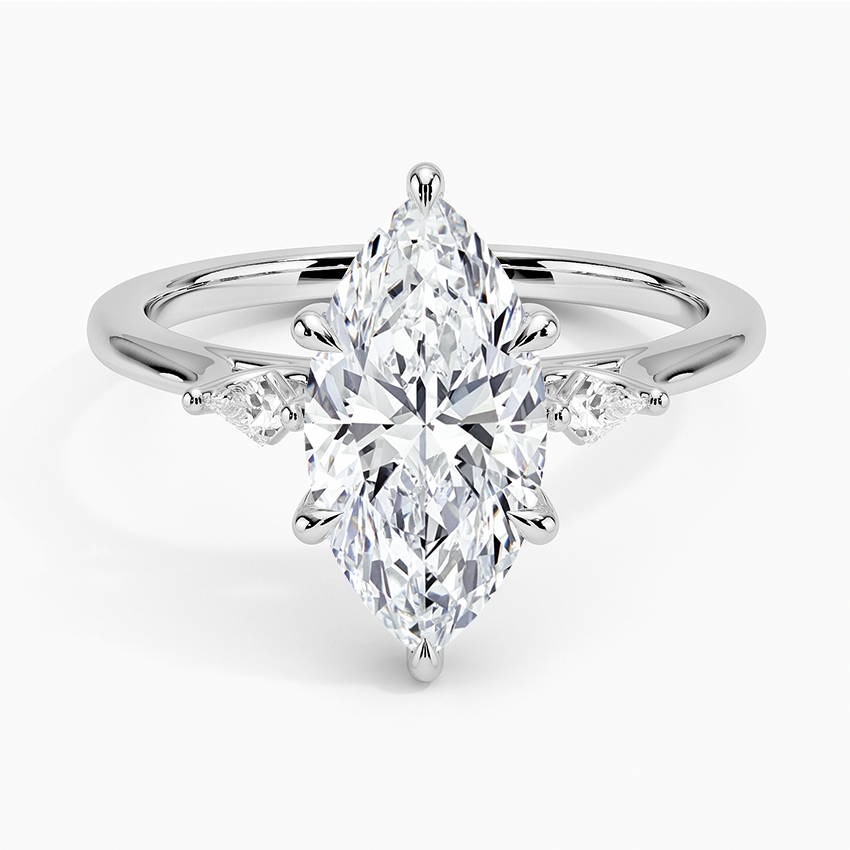 Petite Cometa Perfect Fit Three Stone Diamond Ring - Marquise Center Stone