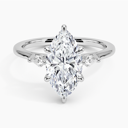 Petite Cometa Perfect Fit Three Stone Diamond Ring - Marquise Center Stone
