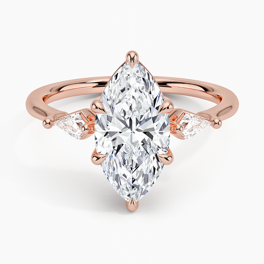 Cometa Three Stone Diamond Ring - Marquise Center Stone