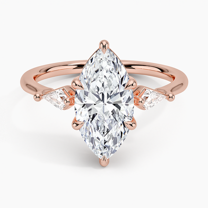 Cometa Three Stone Diamond Ring - Marquise Center Stone