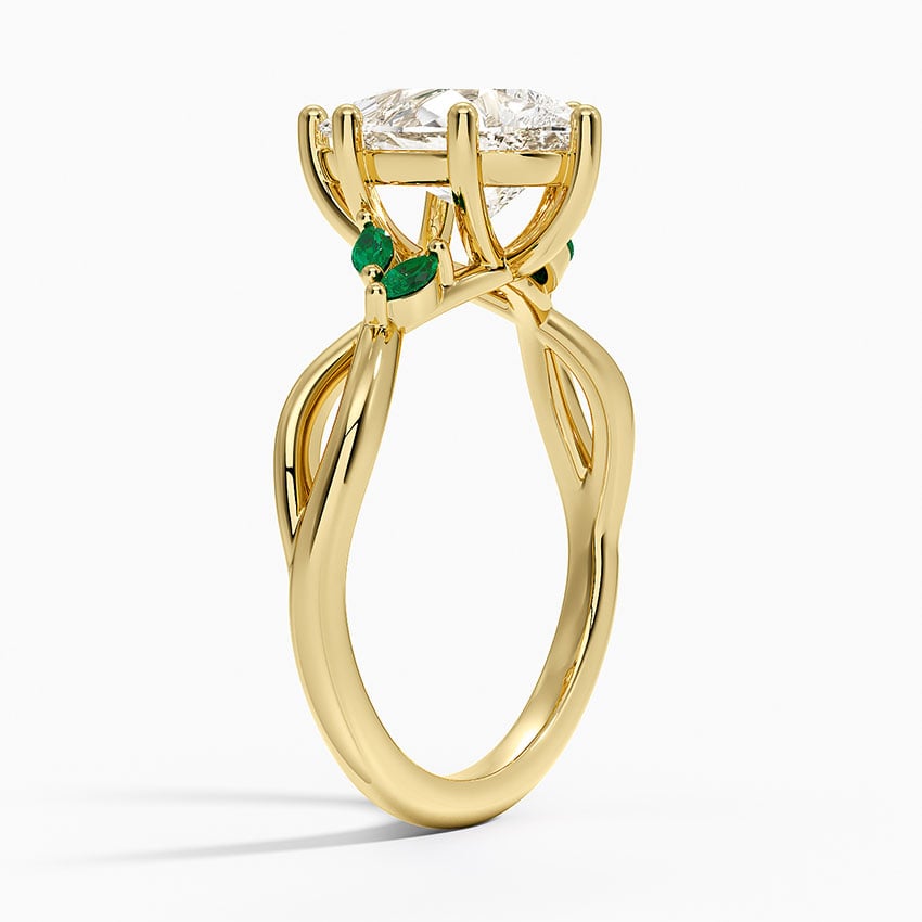 Willow Ring With Lab Emerald Accents - Pear Cut Center Stone