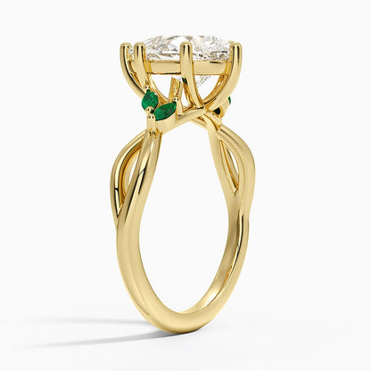 Willow Ring With Lab Emerald Accents - Pear Cut Center Stone