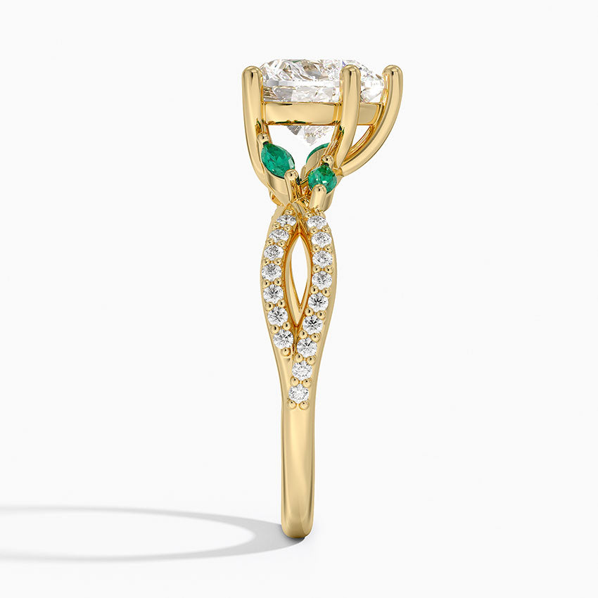 Luxe Willow Lab Emerald and Diamond Ring (1/8 ct. tw.) - Heart Center Stone